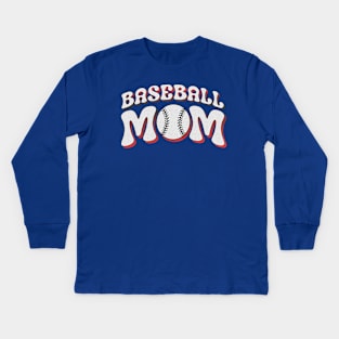 Baseball Mom Halftone Retro Kids Long Sleeve T-Shirt